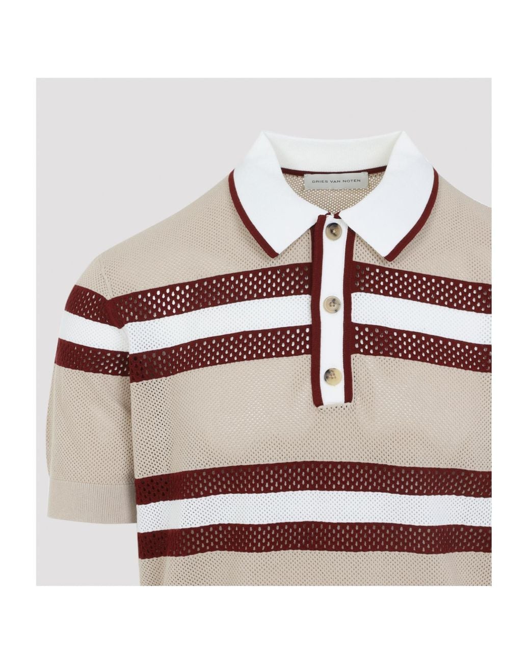Dries Van Noten Gray Striped Polo Shirt for men