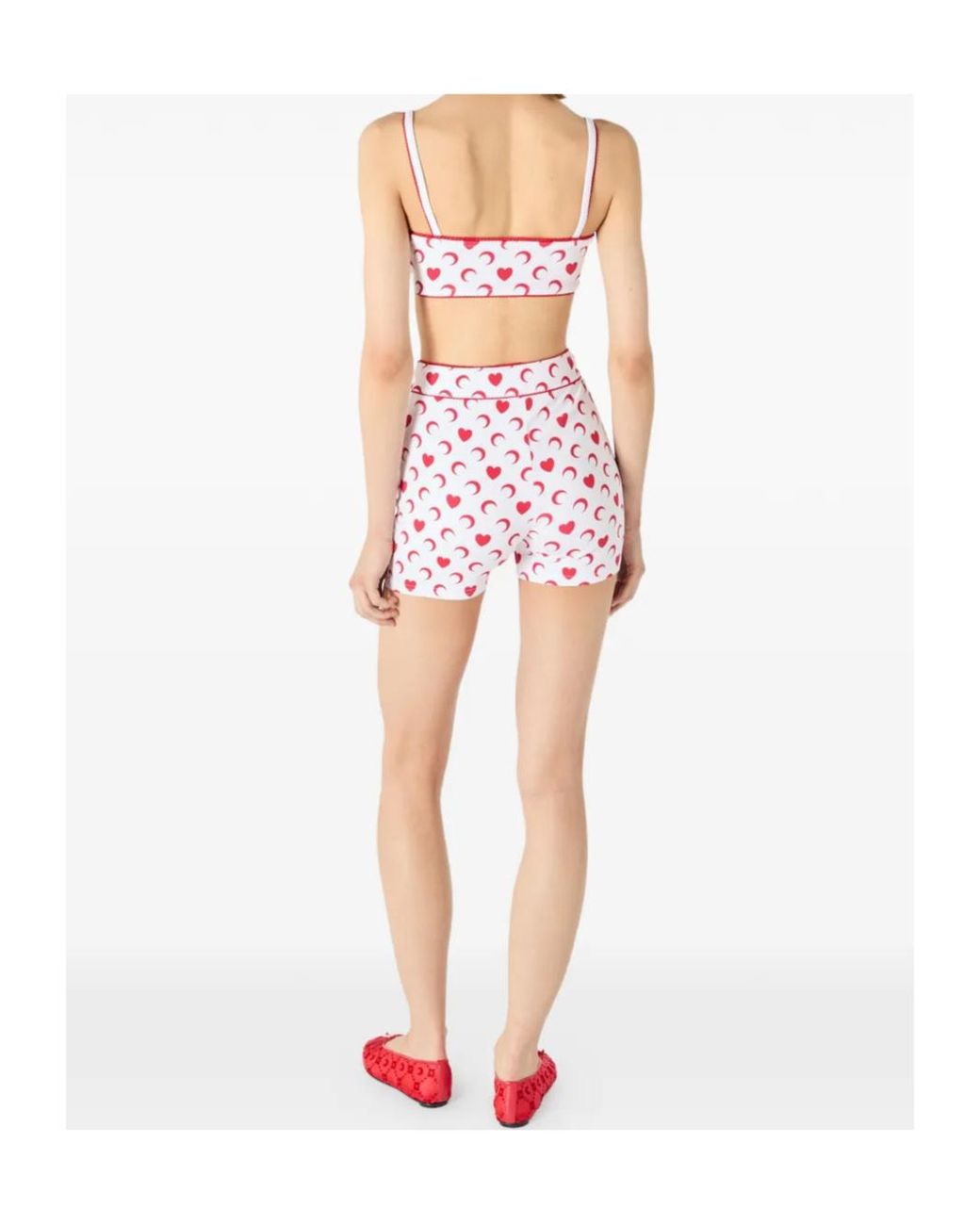 MARINE SERRE Red Moon Heart Printed Mini Shorts