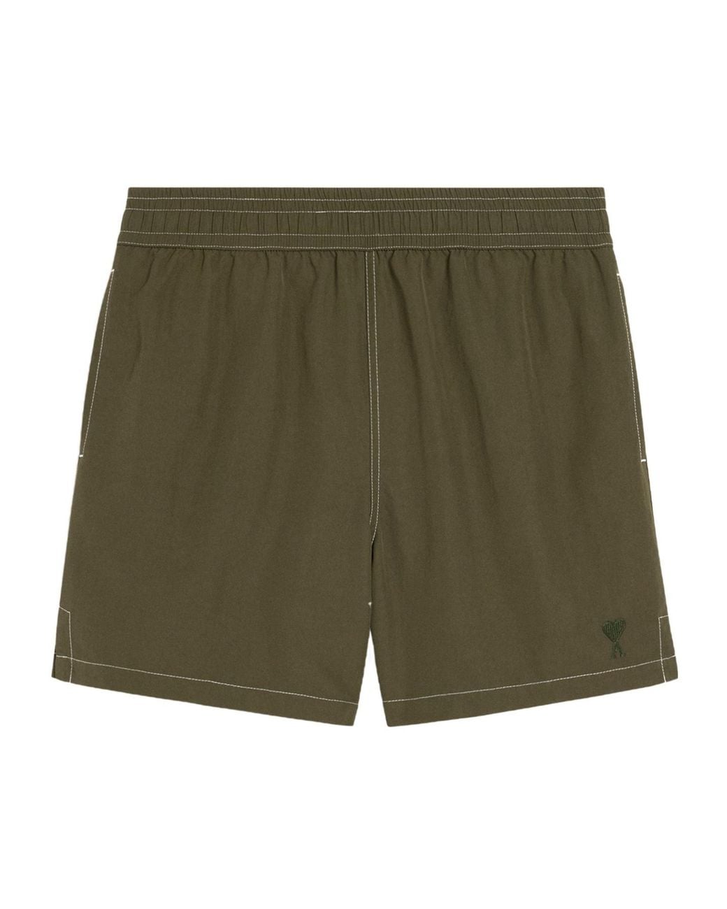 AMI Green Logo Embroidered Beach Shorts for men