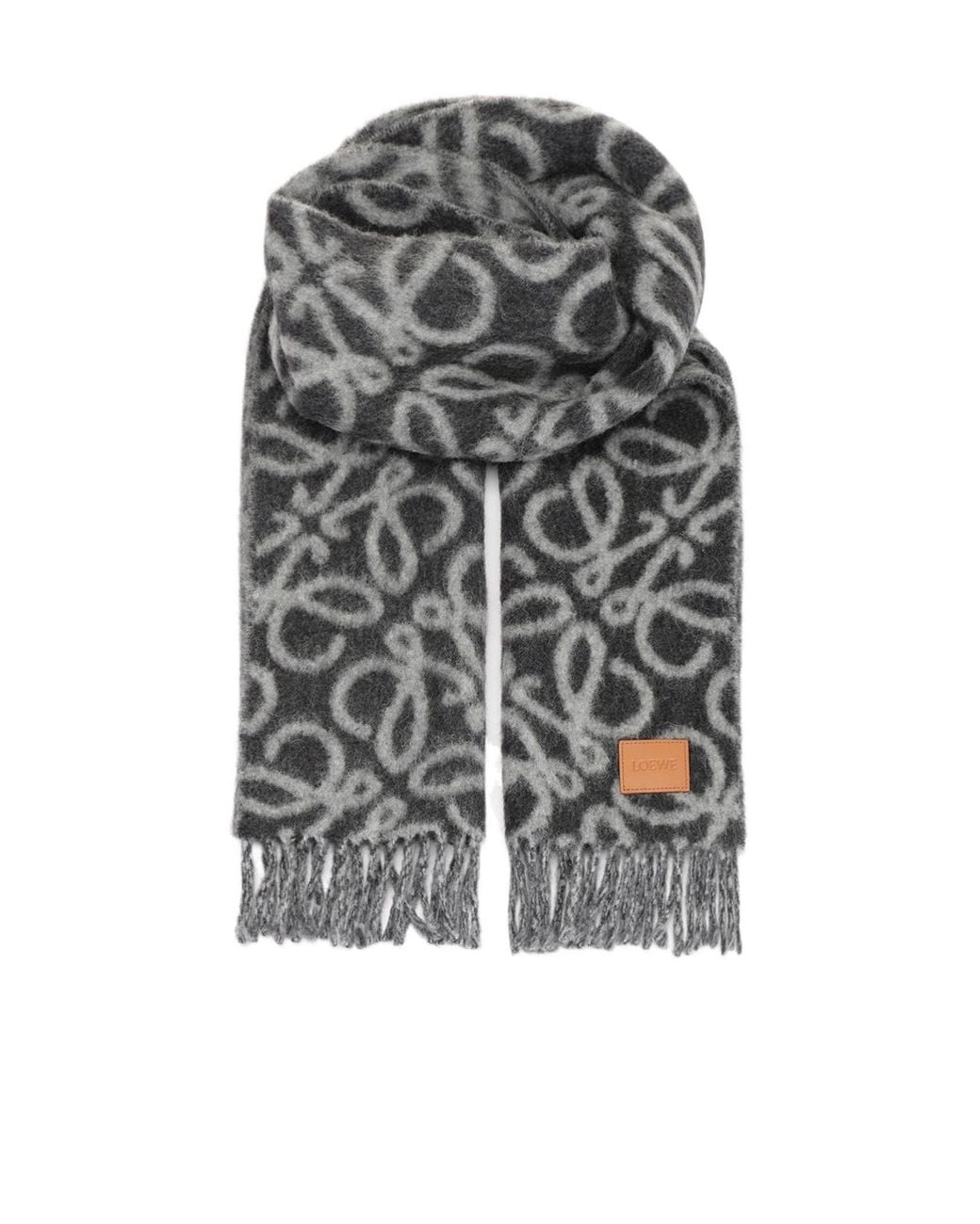 Loewe Gray Scarf Scarves And Foulards