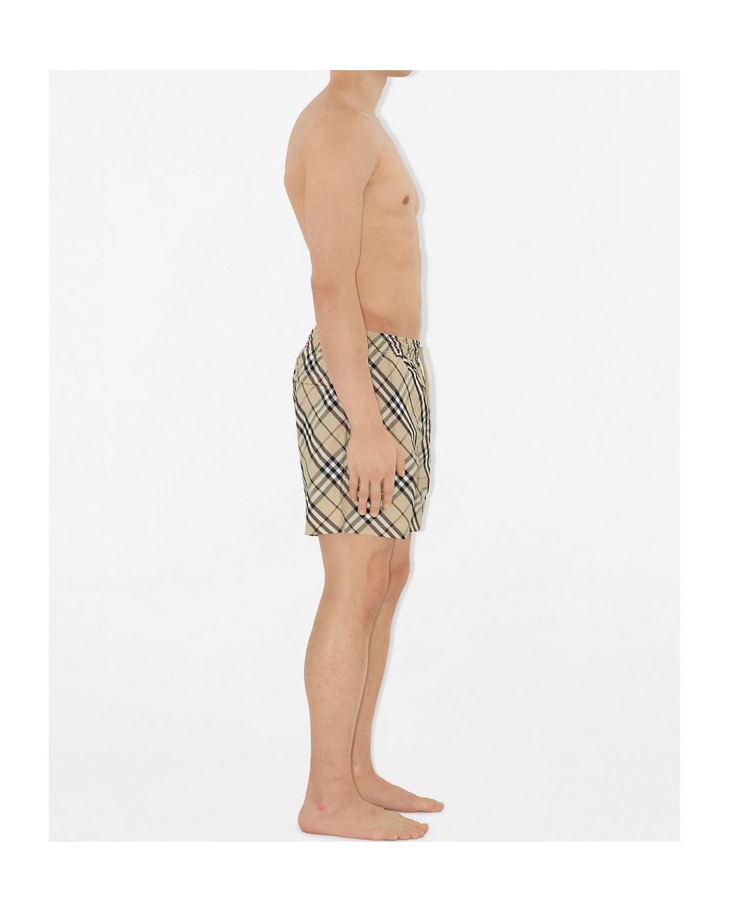Burberry White Checked Swim Shorts for men