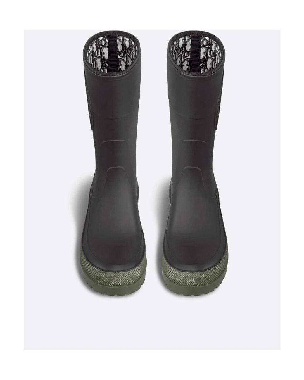 Dior Black Logo Embossed Round Toe Rain Boots