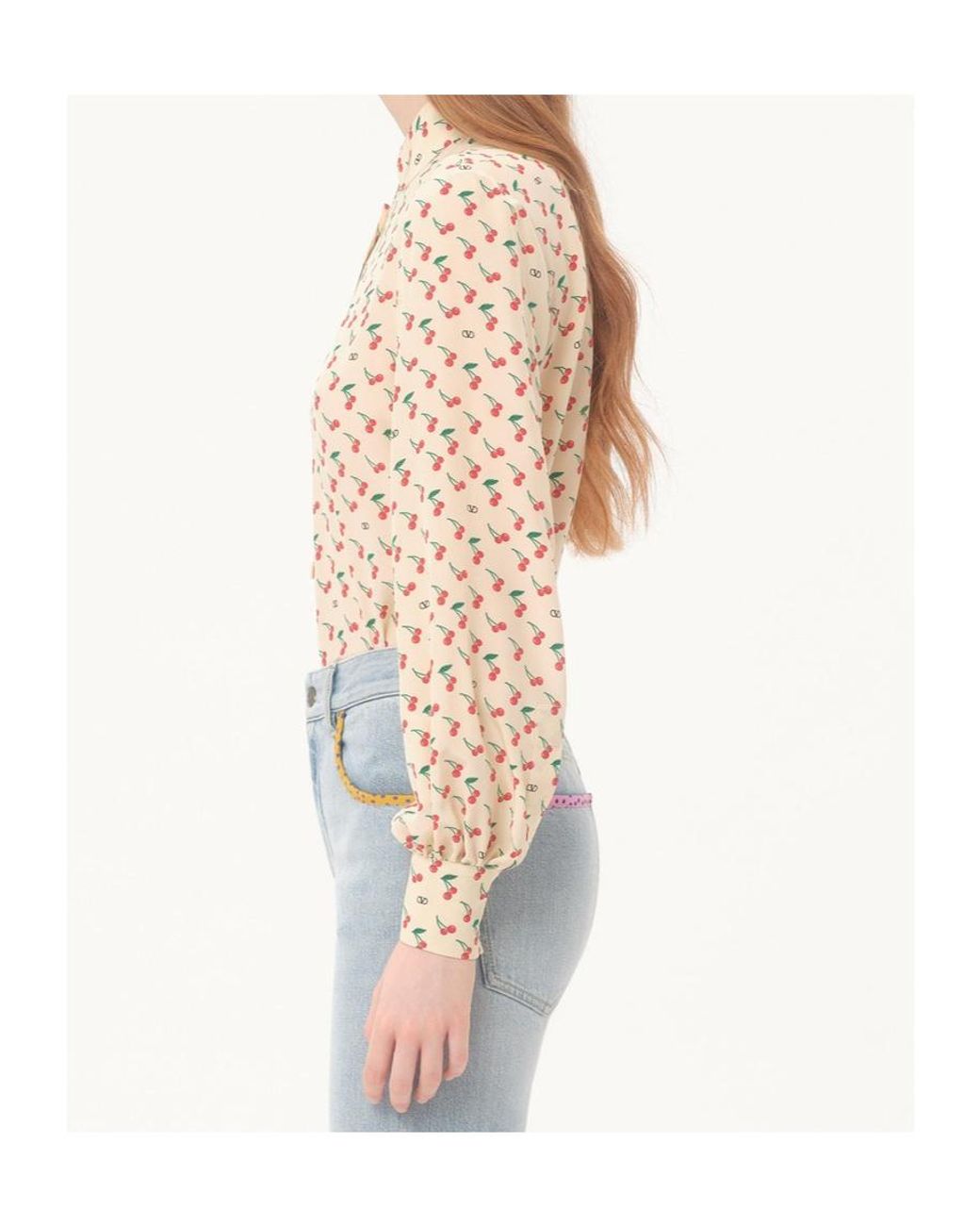 Valentino Natural Cherryfic Printed Long-Sleeved Shirt