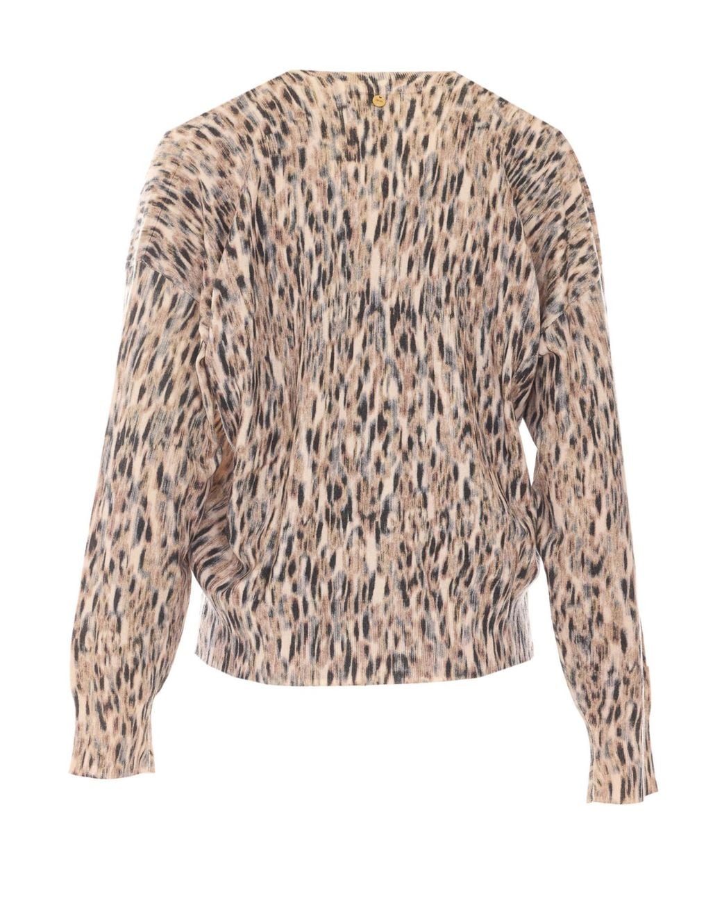 Liu Jo Brown V-Neck Printed Knitted Sweater