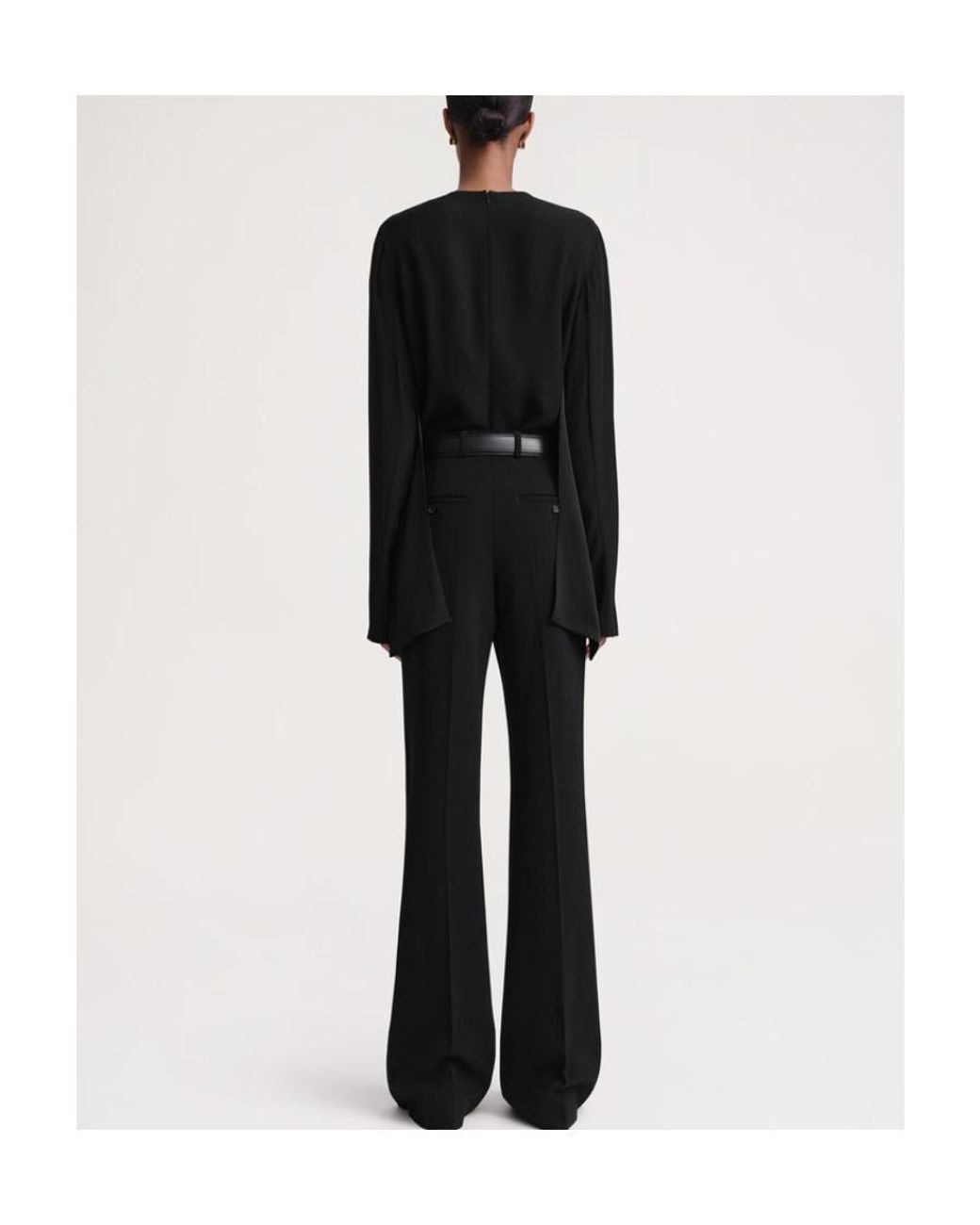 Totême Black Totême Rear-Tie Fastened Long-Sleeved Top