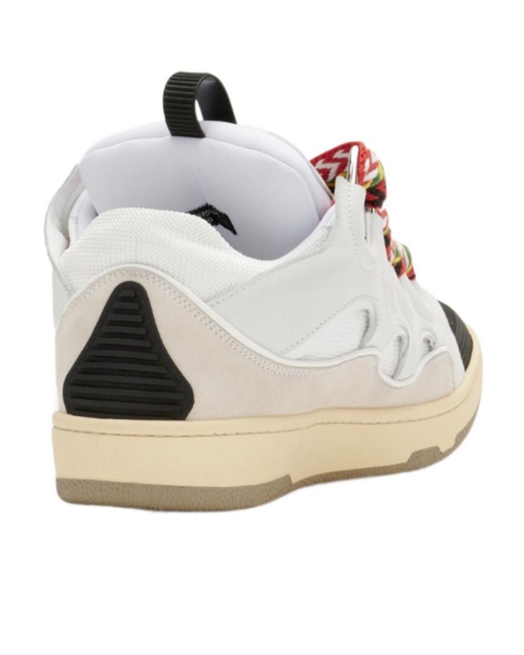 Lanvin Natural Curb Panelled Lace-Up Sneakers