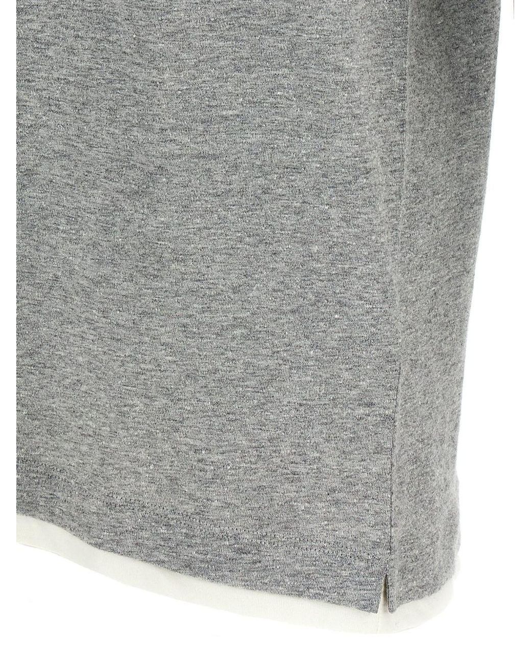 Brunello Cucinelli Gray Layered Button-Up Polo Shirt for men