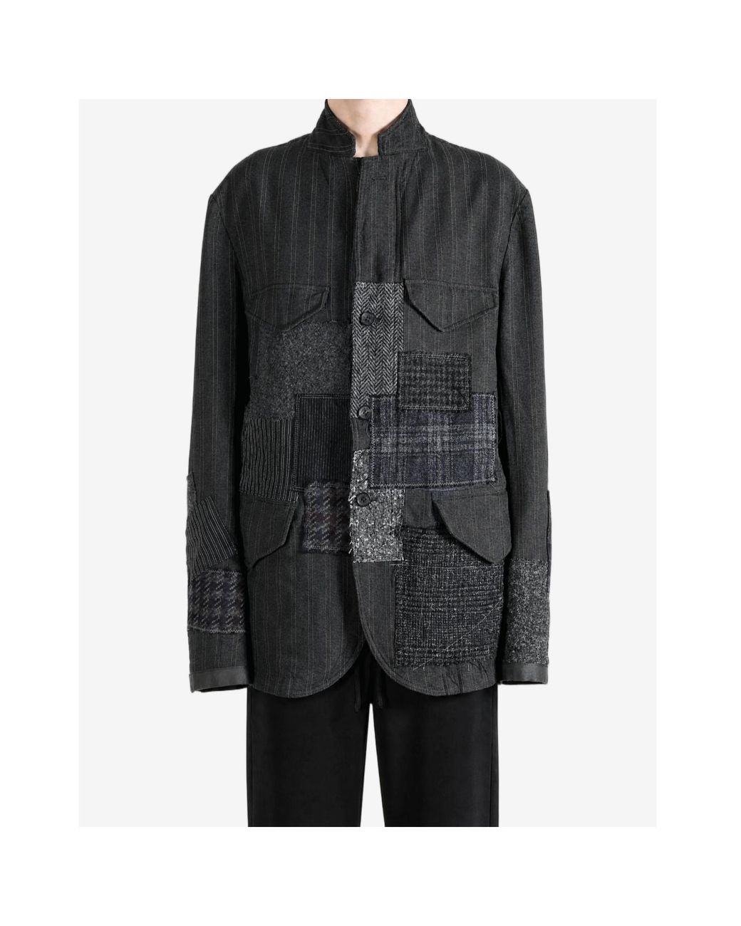 Junya Watanabe Black Patchwork Design Suit Jacket for men