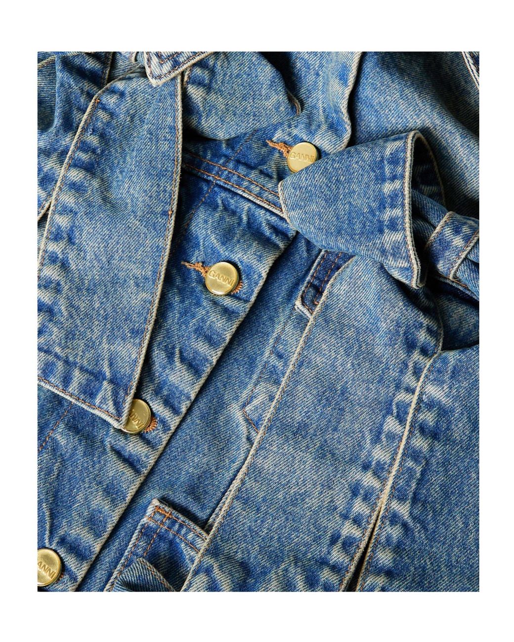 Ganni Blue Light Washed Denim Jacket