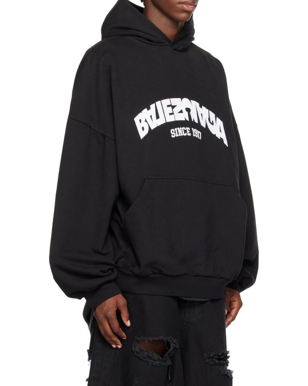 Balenciaga Blue Flip Logo Printed Hoodie for men