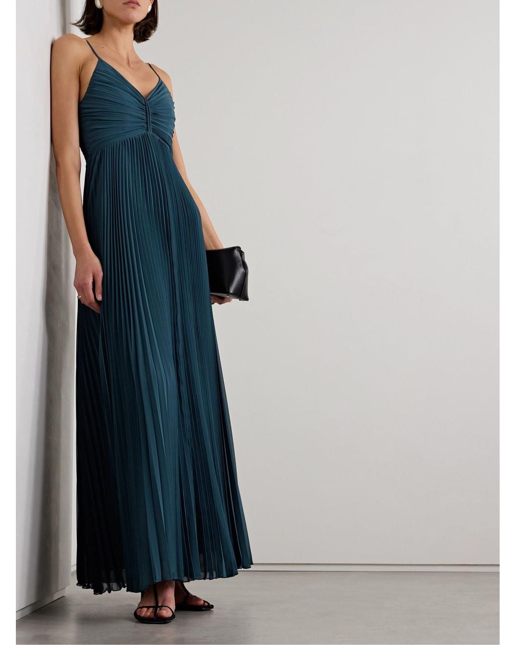 Diane von Furstenberg Blue Ima Plissé Recycled-Crepe Maxi Dress