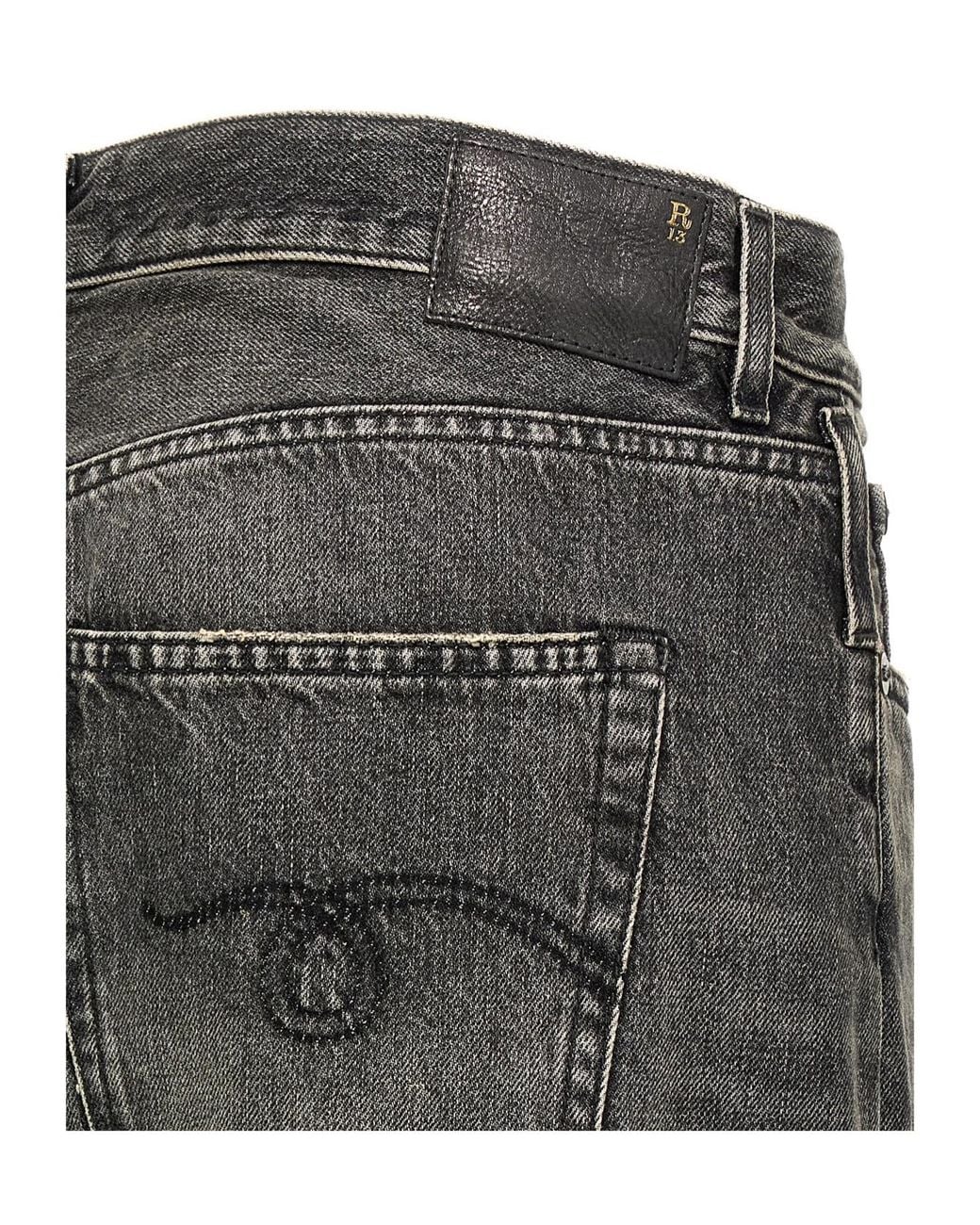 R13 Gray Asymmetrical Jeans