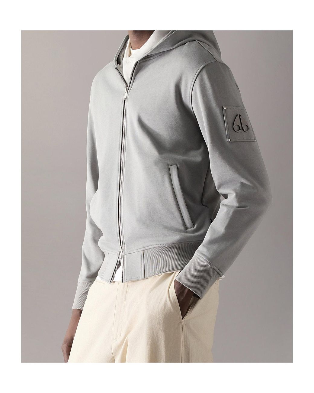 Moose Knuckles Gray Hartsfield Zip-Up Hoodie for men