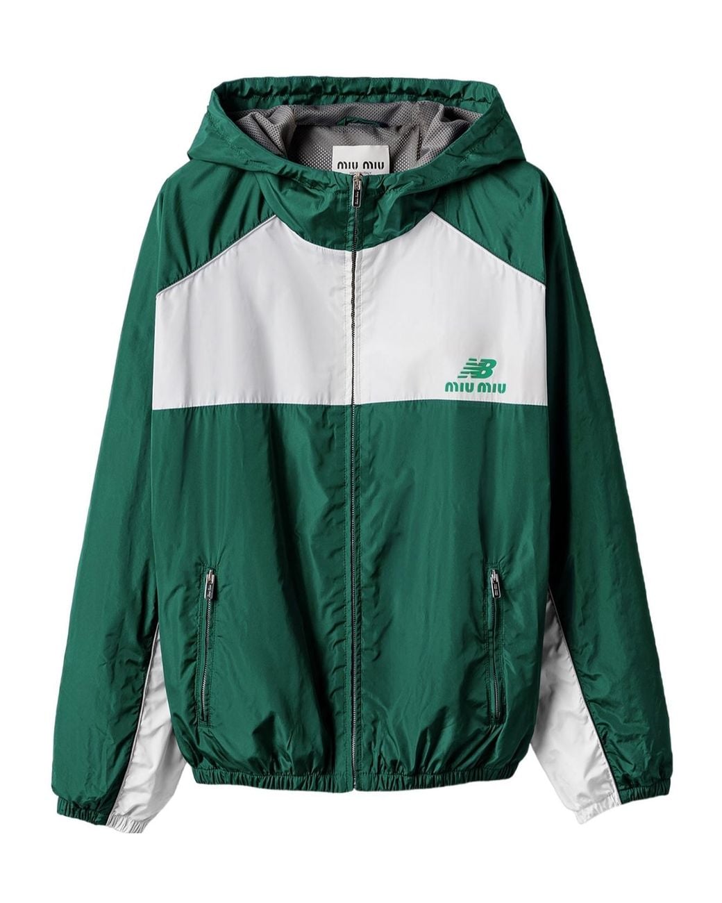Miu Miu Green Technical Poplin Hoodie Jacket