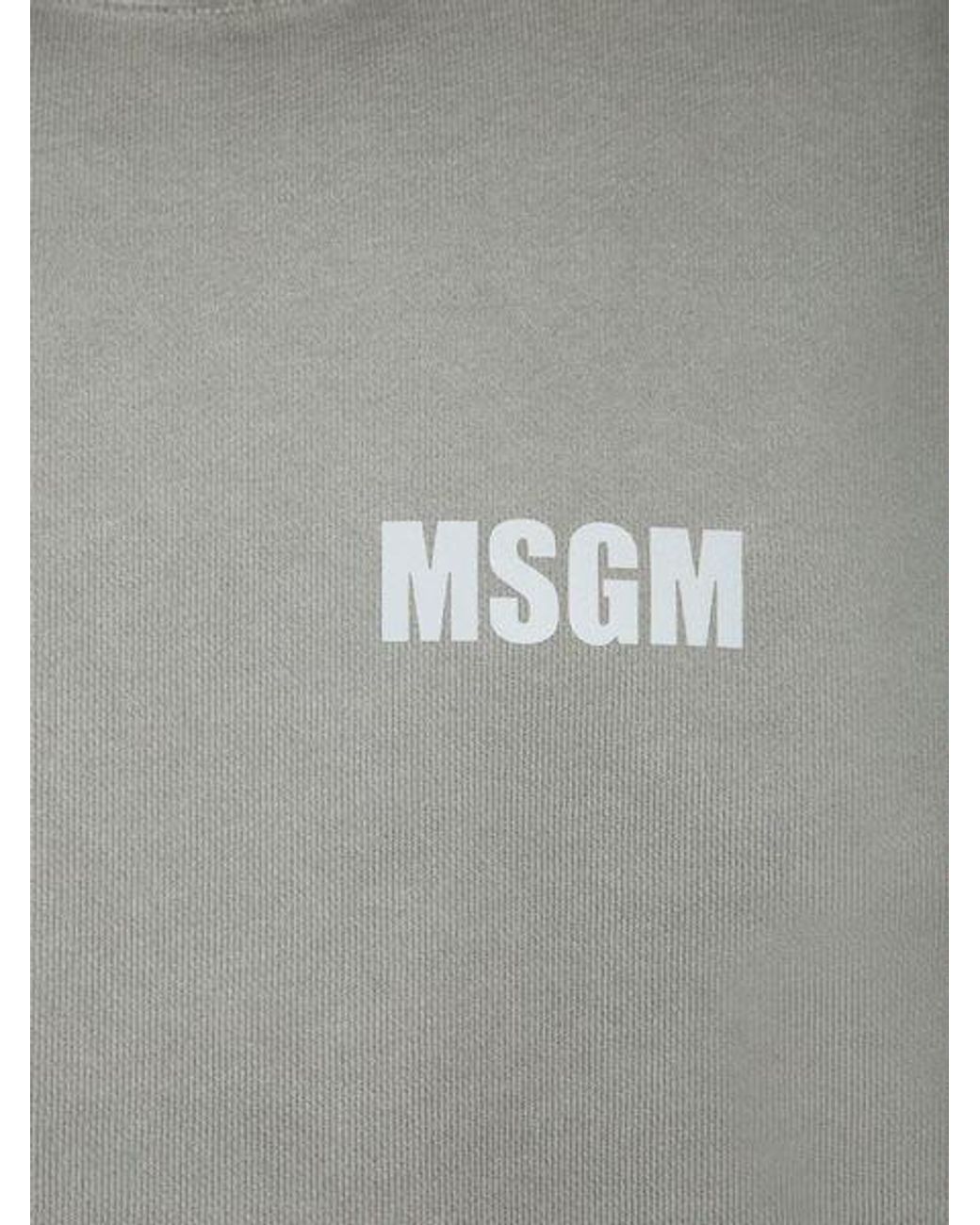 MSGM Gray Logo Printed Crewneck Sweatshirt for men