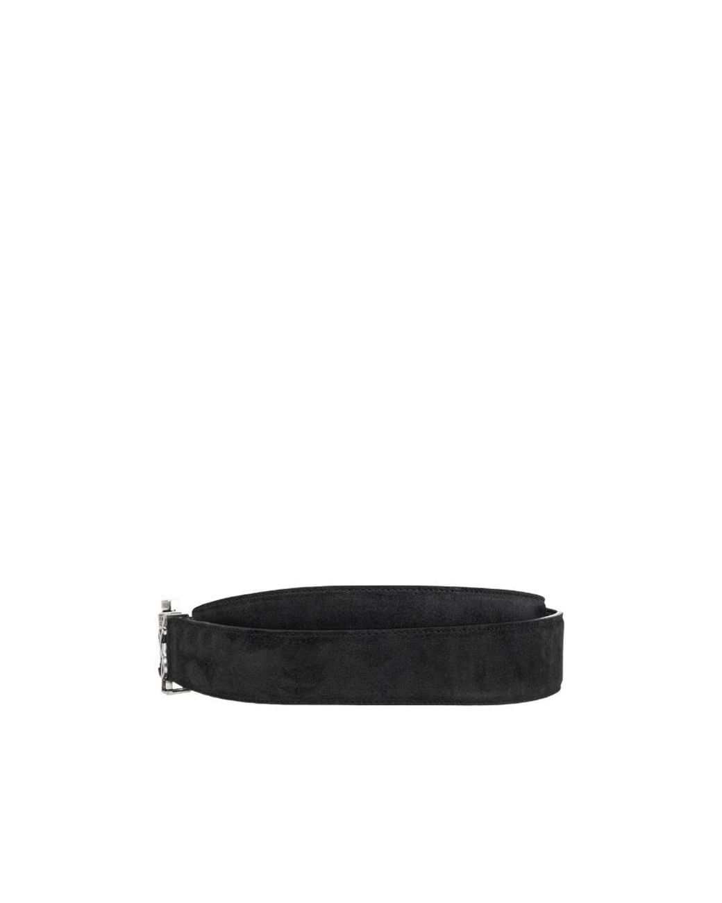 Saint Laurent White Logo Plaque Buckled Belt for men