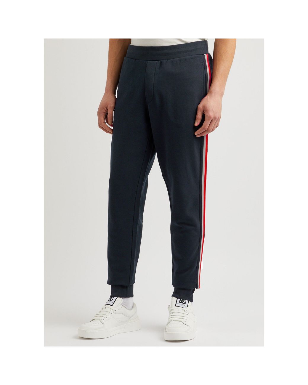 Moncler Blue Striped Sweatpants With Cuffed Ankles for men