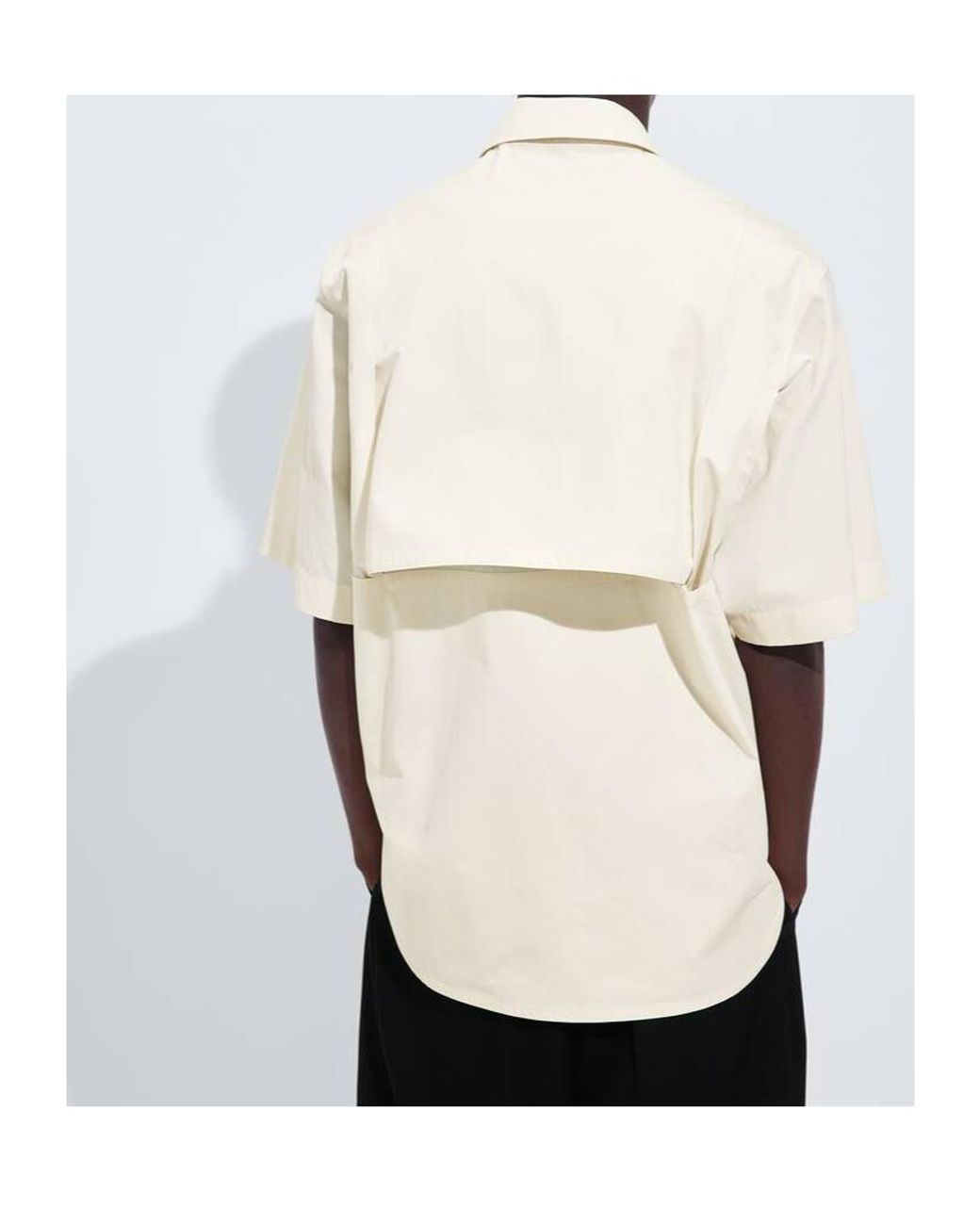 Bottega Veneta White Macro Intreccio Cotton Shirt for men