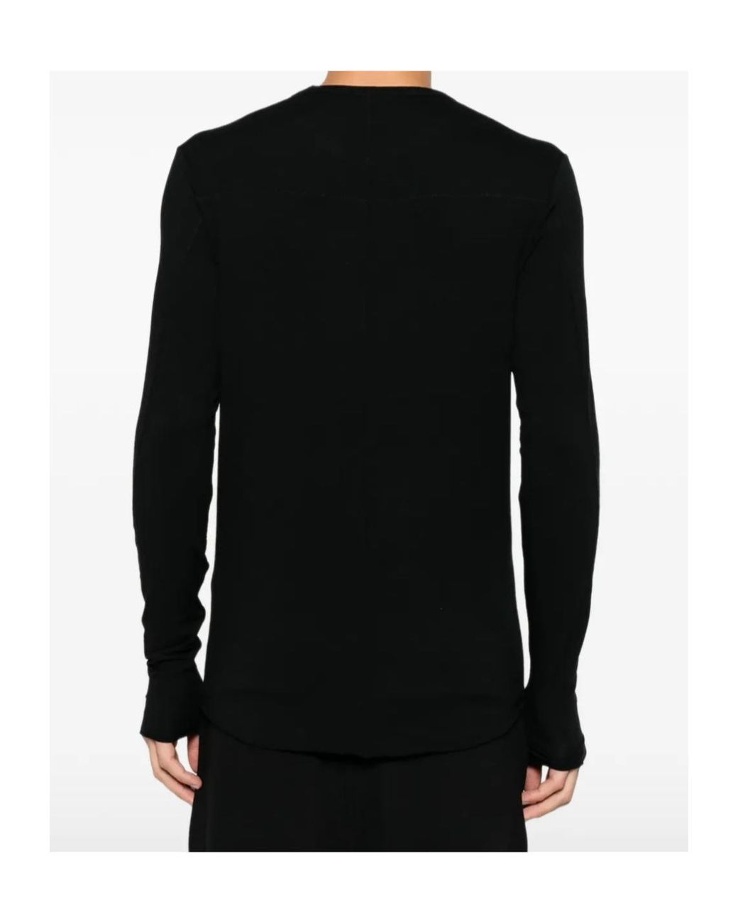 Thom Krom Black Raw-Edge Crew-Neck Sweater for men