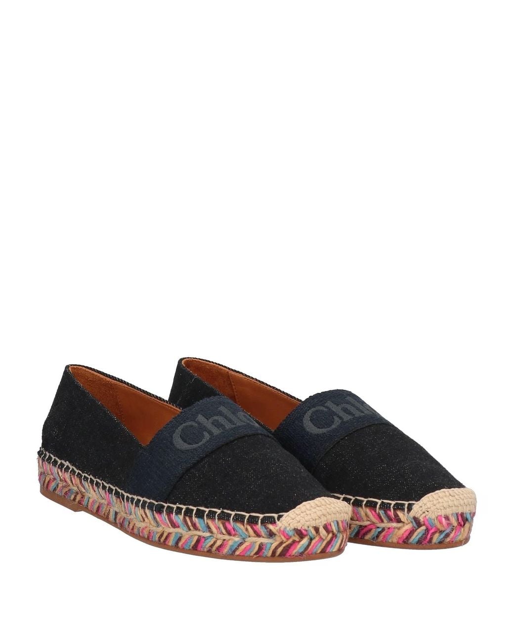 Chloé Blue Minimal Flat Straw Shoes