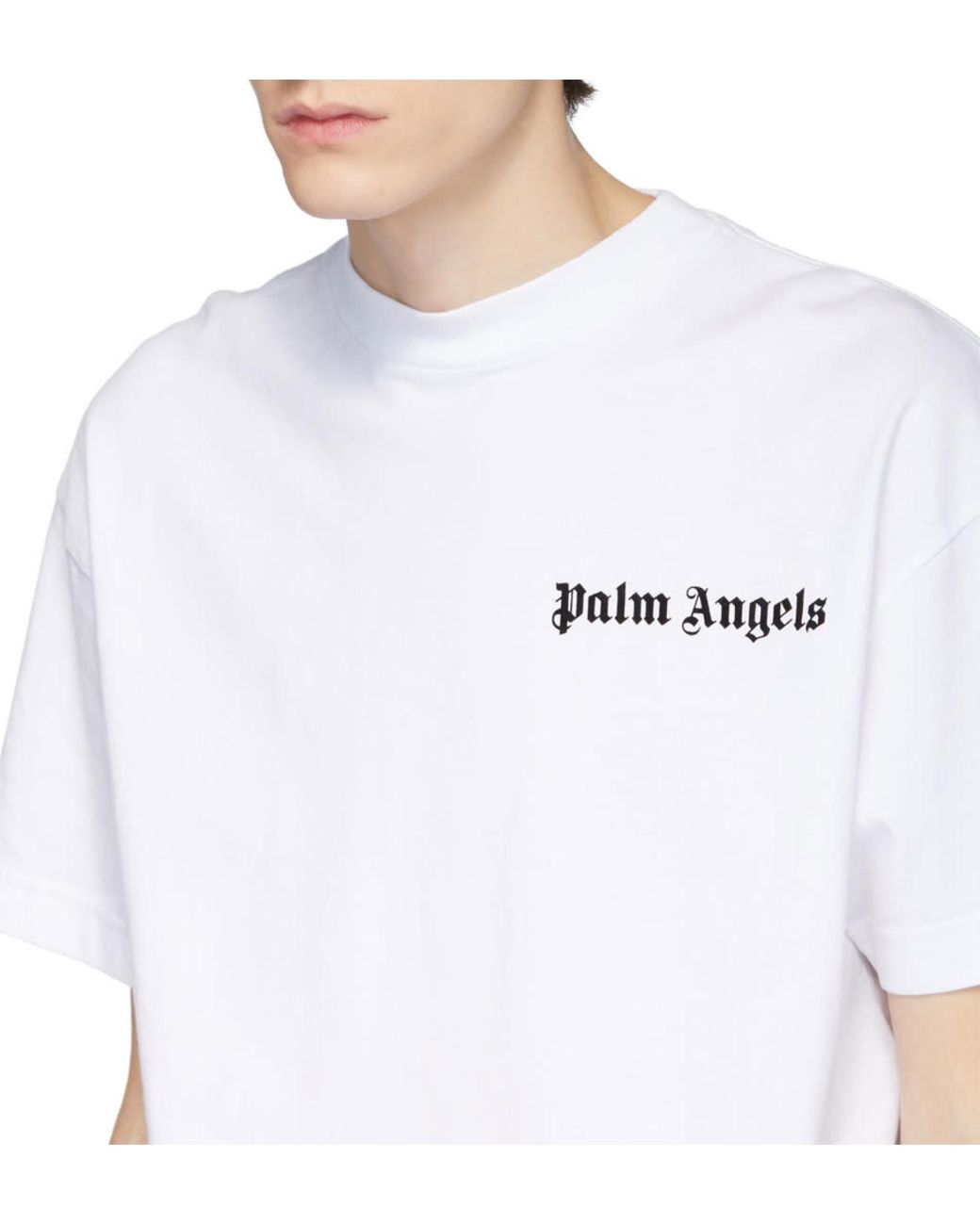 Palm Angels White Security Alarm Appliqué T-Shirt for men