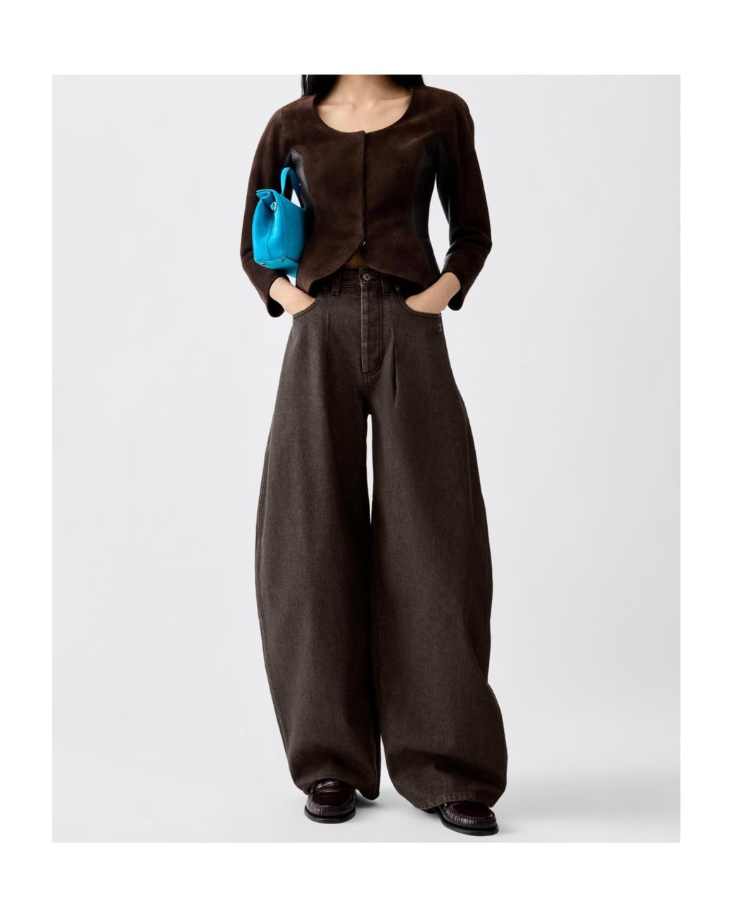 Jacquemus Brown Ovalo High-Rise Barrel-Leg Jeans