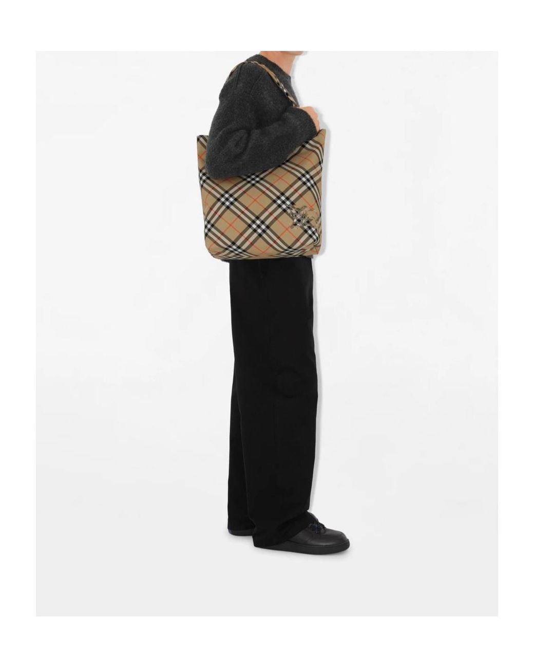 Burberry Metallic Checked Zipped Tote Bag for men