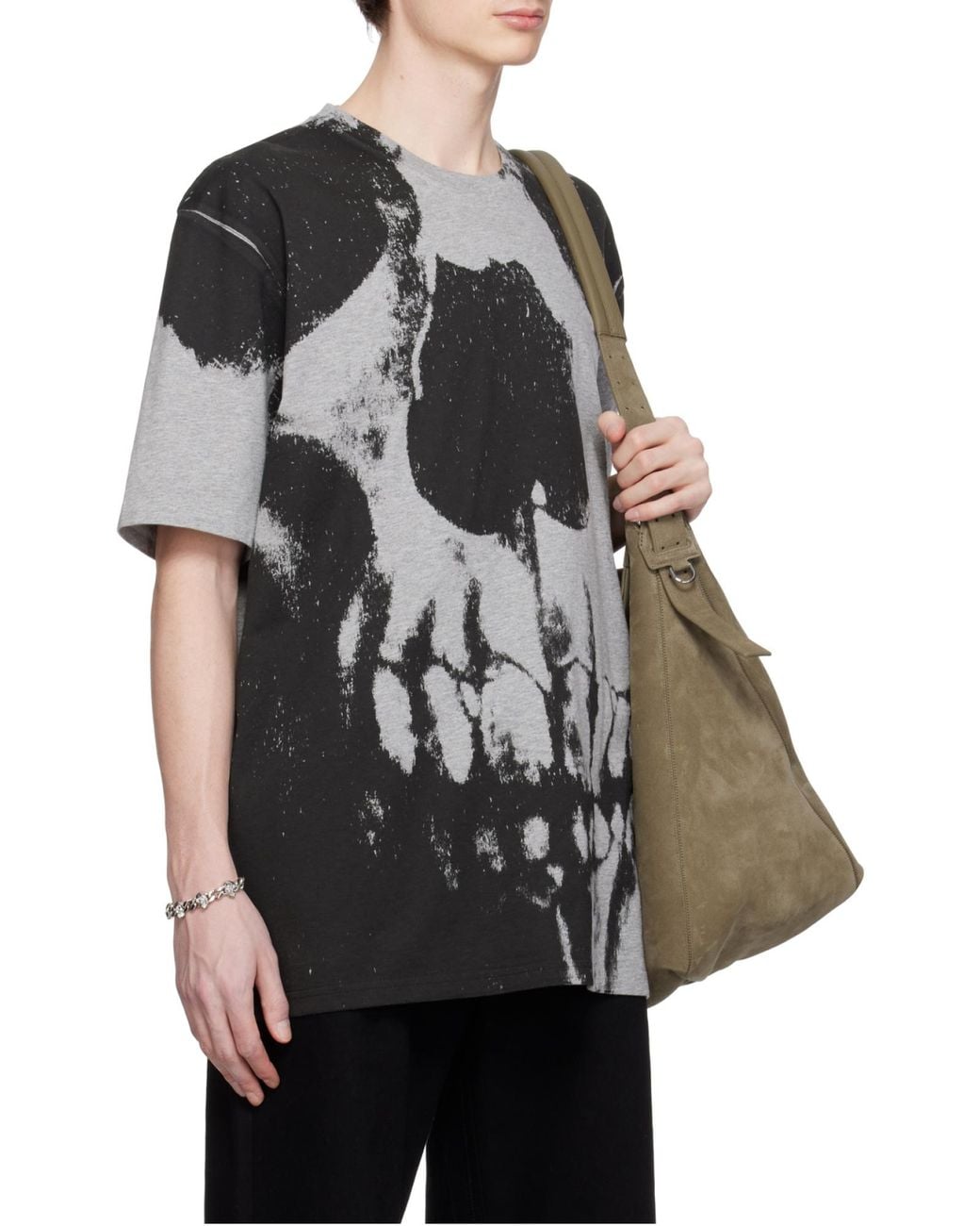 McQueen Black Skull Graphic T-Shirt For for men