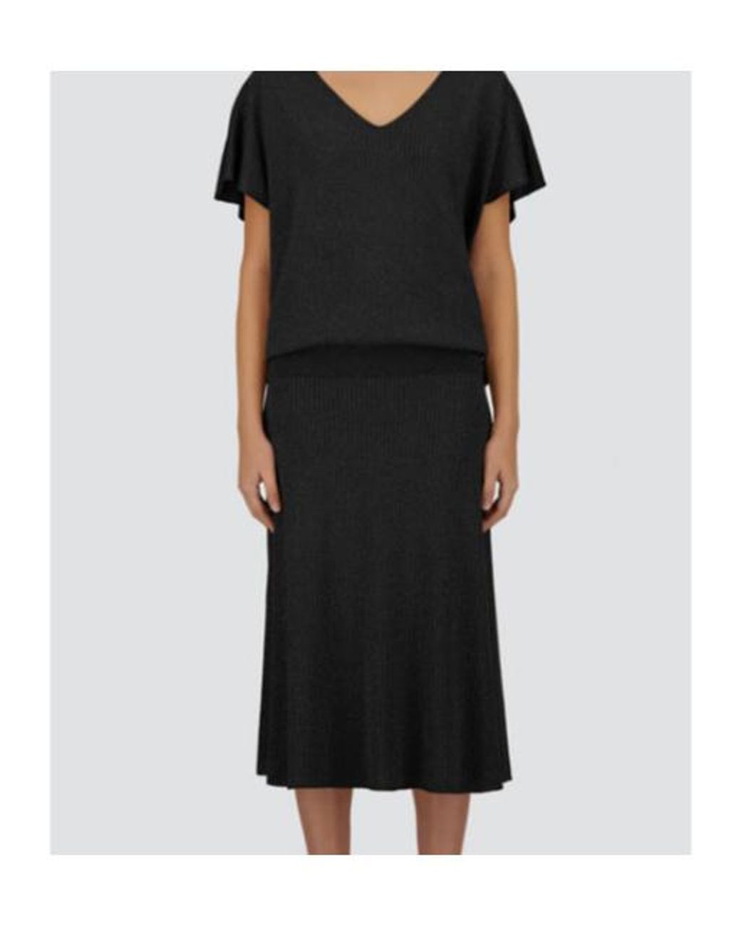 Herno Black Ribbed Midi Skirt