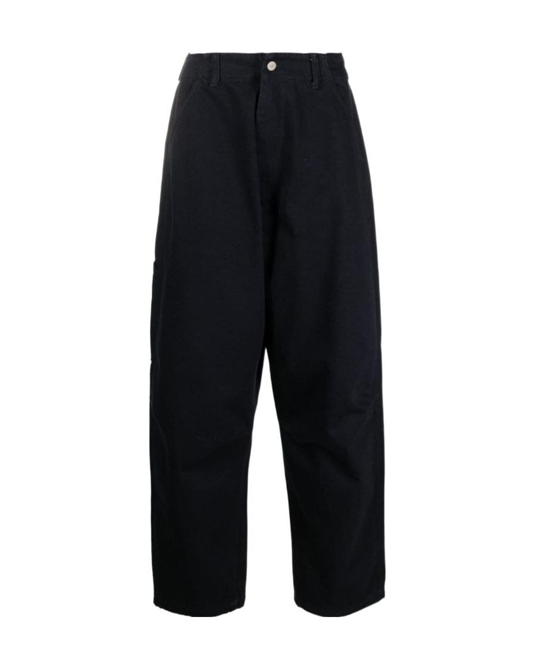 Emporio Armani Blue Logo-Patch Straight-Leg Cotton Trousers for men