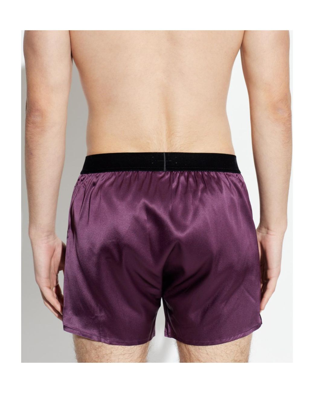 Tom Ford Purple Logo-Waist Silk Boxers for men