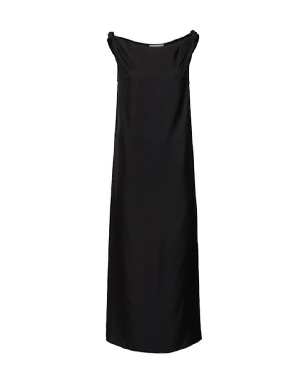 Loulou de Saison Black Moun Sleeveless Draped Silk Midi Dress