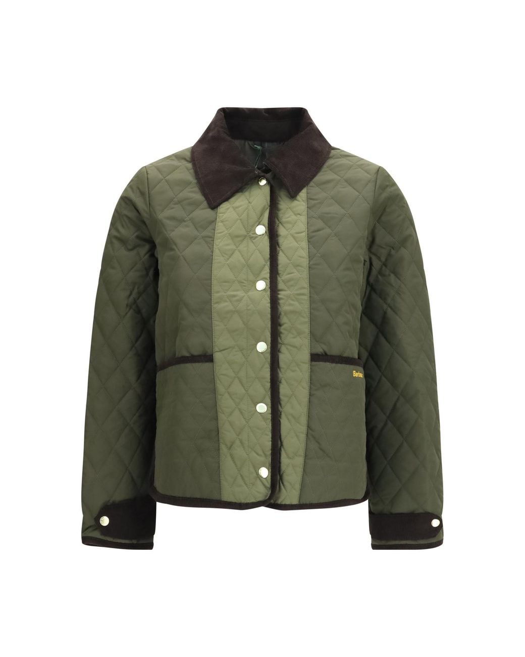 Barbour Green Diamond Quilted Cord Collar Jacket