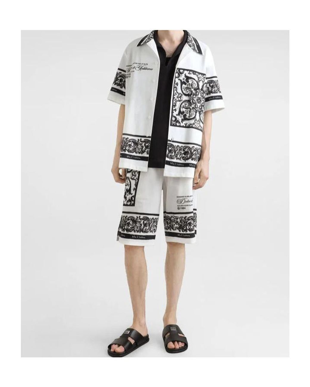 Dolce & Gabbana White Shirt With "Majolica" Print for men