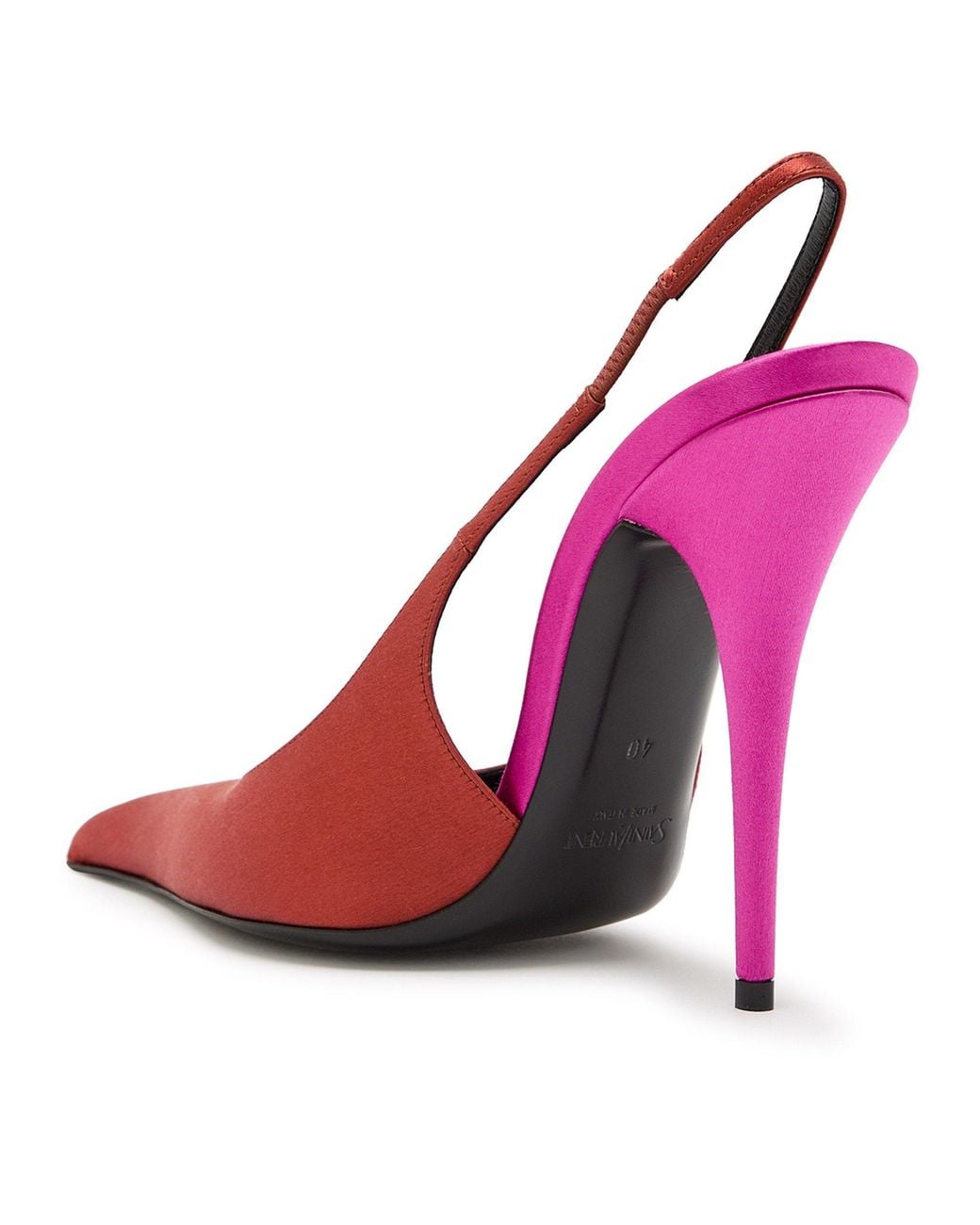 Saint Laurent Pink Satin Slingback Pumps