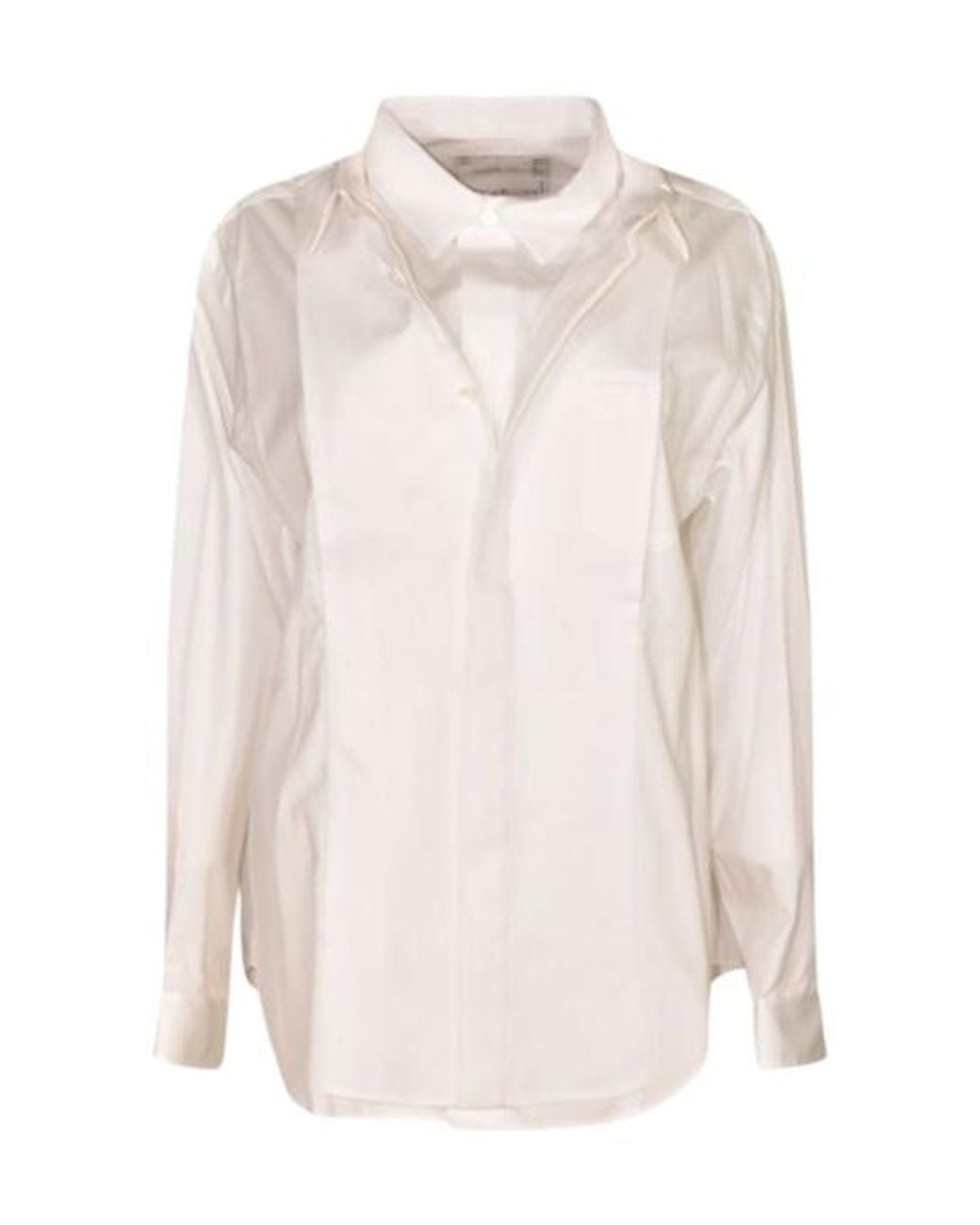 Sacai White Long Sleeve Buttoned Shirt for men