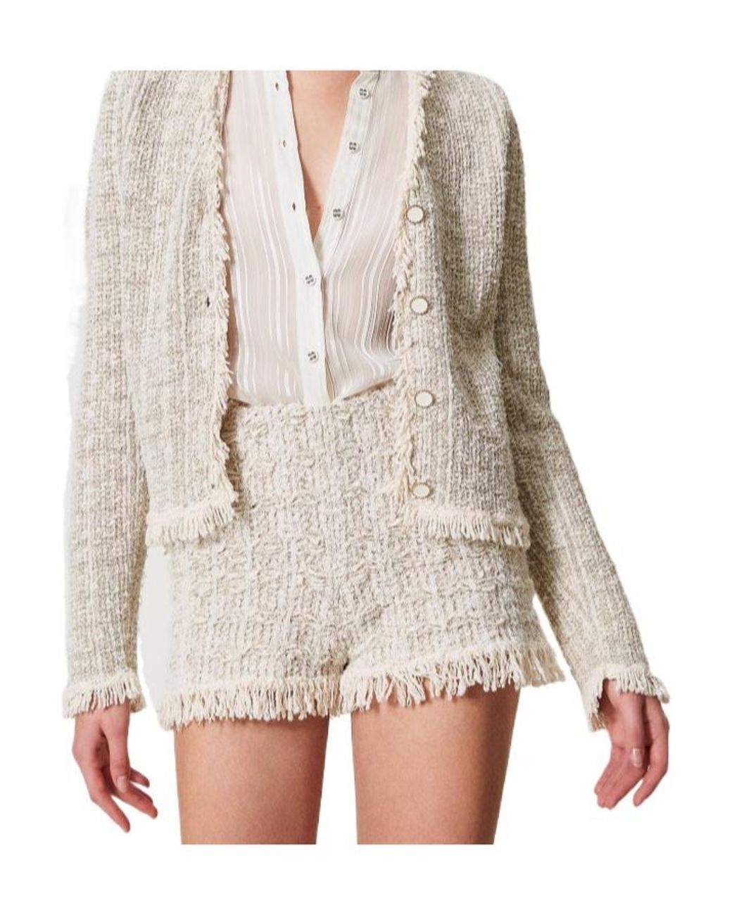 Twinset Natural Lurex Jacquard Shorts