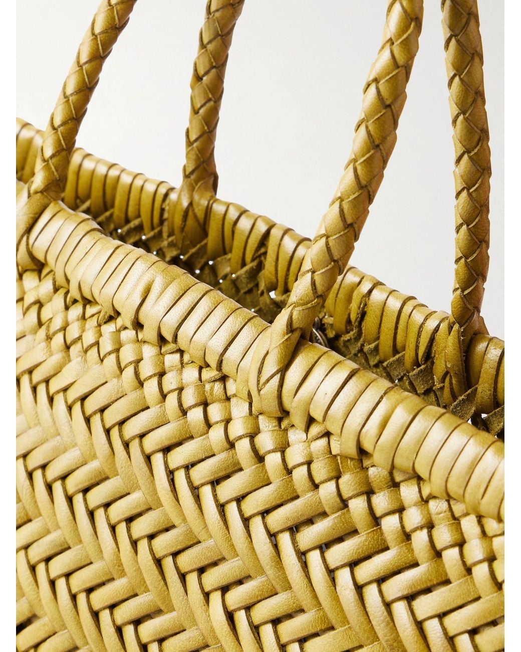 Dragon Diffusion Yellow Mini Woven Leather Tote