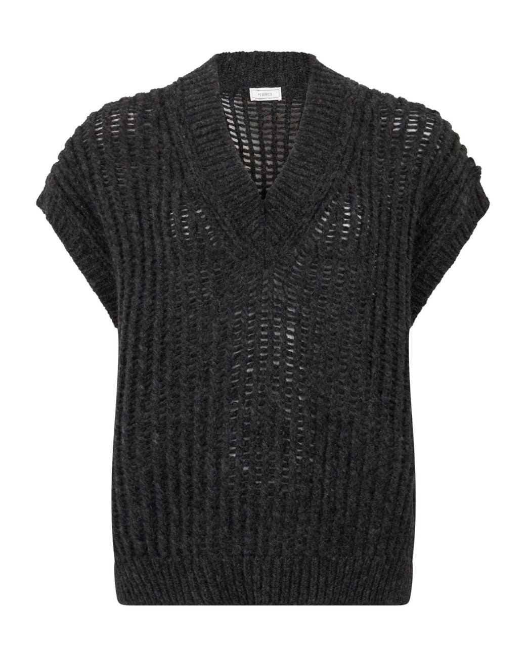 Peserico Black Open-Knit V-Neck Knitted Top