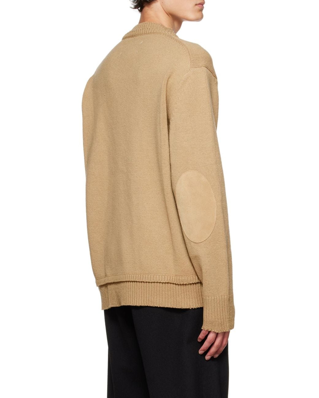 Maison Margiela Brown Elbow Patch Jumper for men
