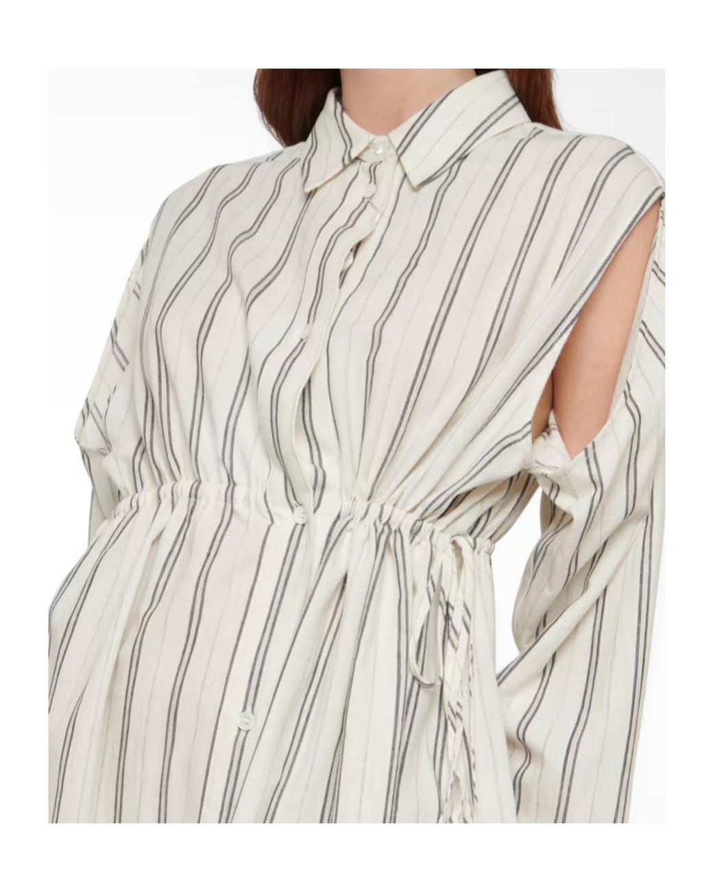 MM6 by Maison Margiela White Striped Shirt Dress