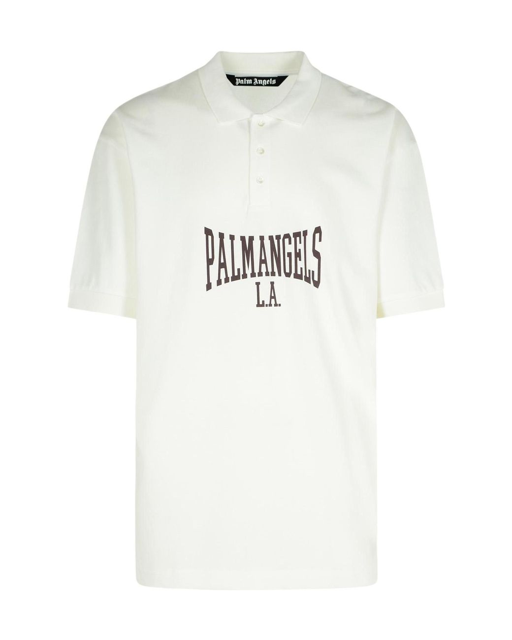 Palm Angels White Logo Printed Crewneck T-Shirt for men