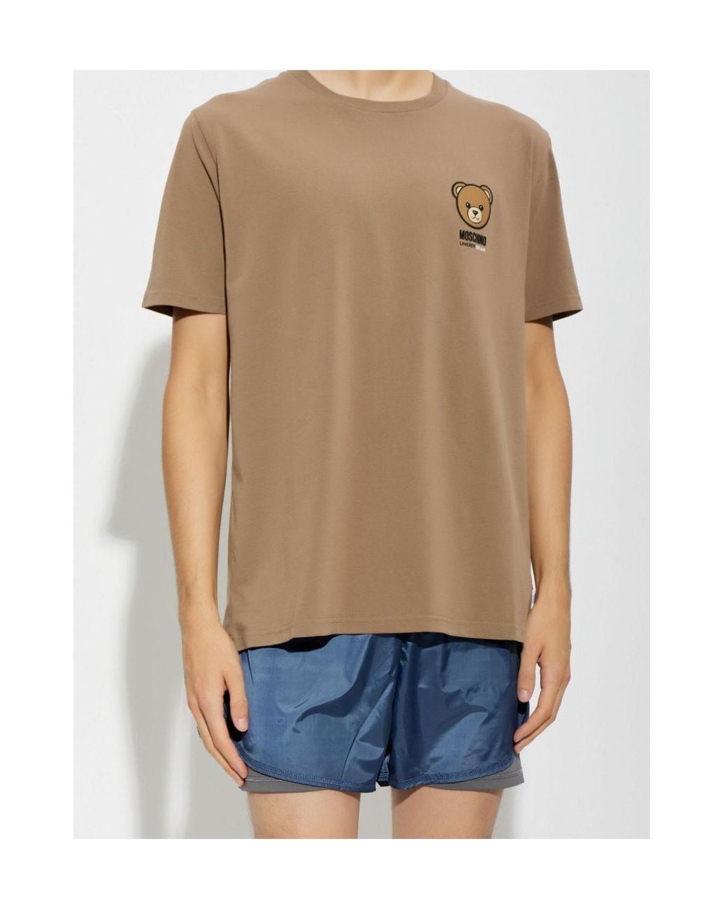 Moschino Natural Bear-Printed Short Sleeved T-Shirt for men