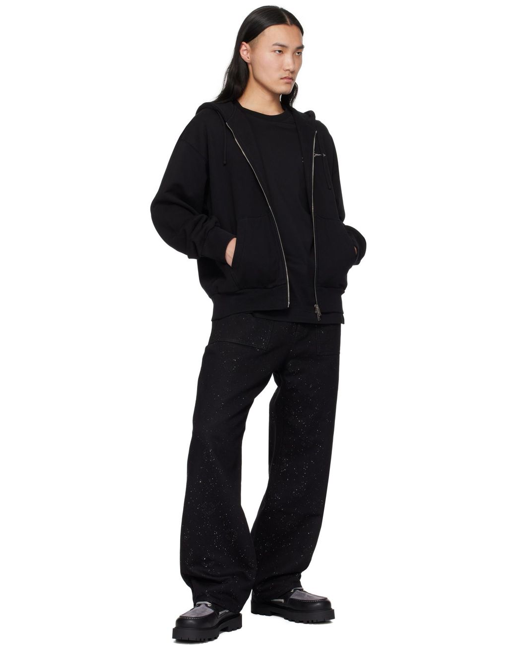 Givenchy Black Hubert Object Printed Zipped Hoodie for men