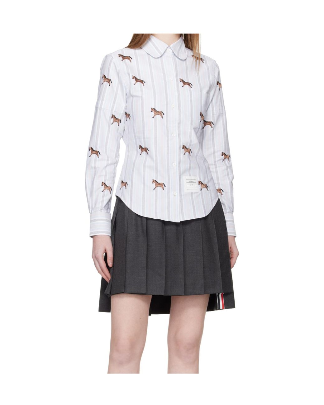 Thom Browne White Horse-Embroidered Shirt