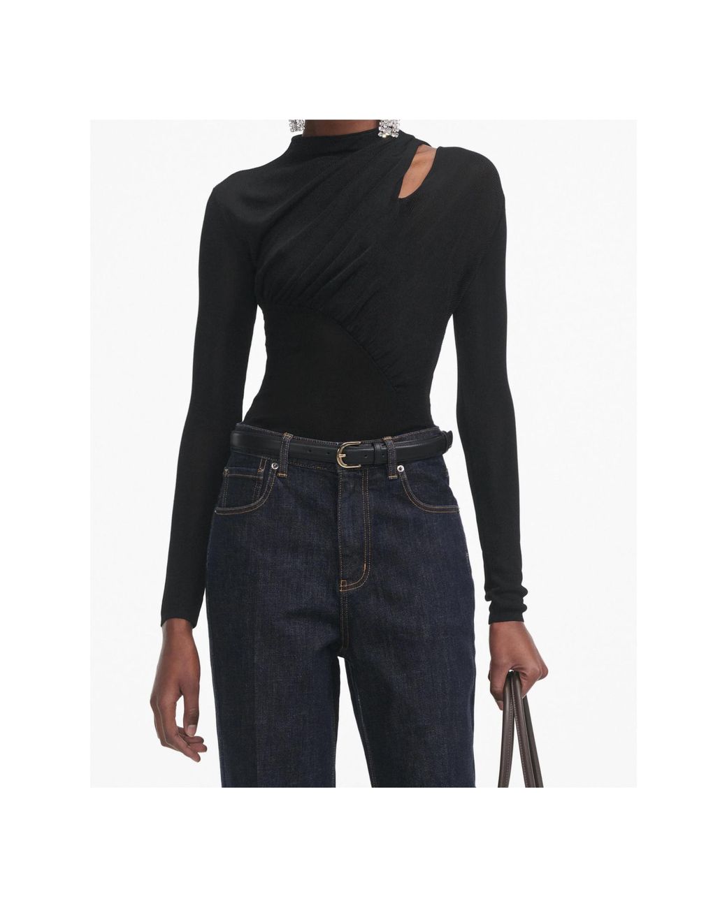 Self-Portrait Black Cut Out Knit Top