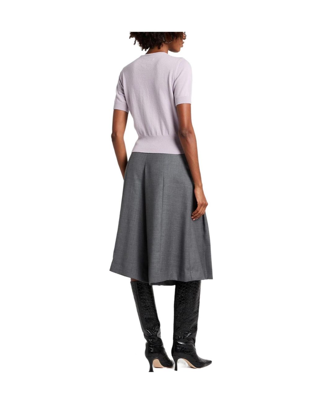 Maison Margiela Purple Solid-Color Short-Sleeve Knit Top