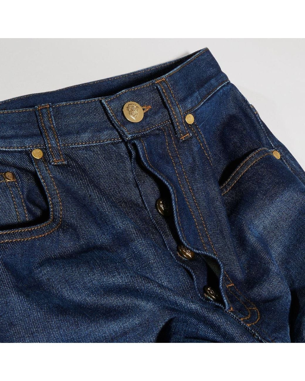 Gucci Blue Cotton Denim Pants With Embroidery