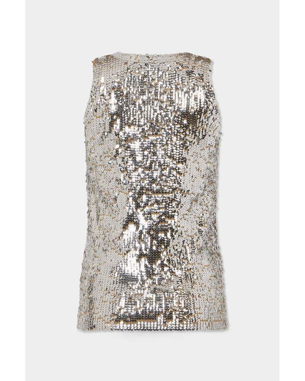 DSquared² Gray Chic Night All Over Paillettes Tank Top