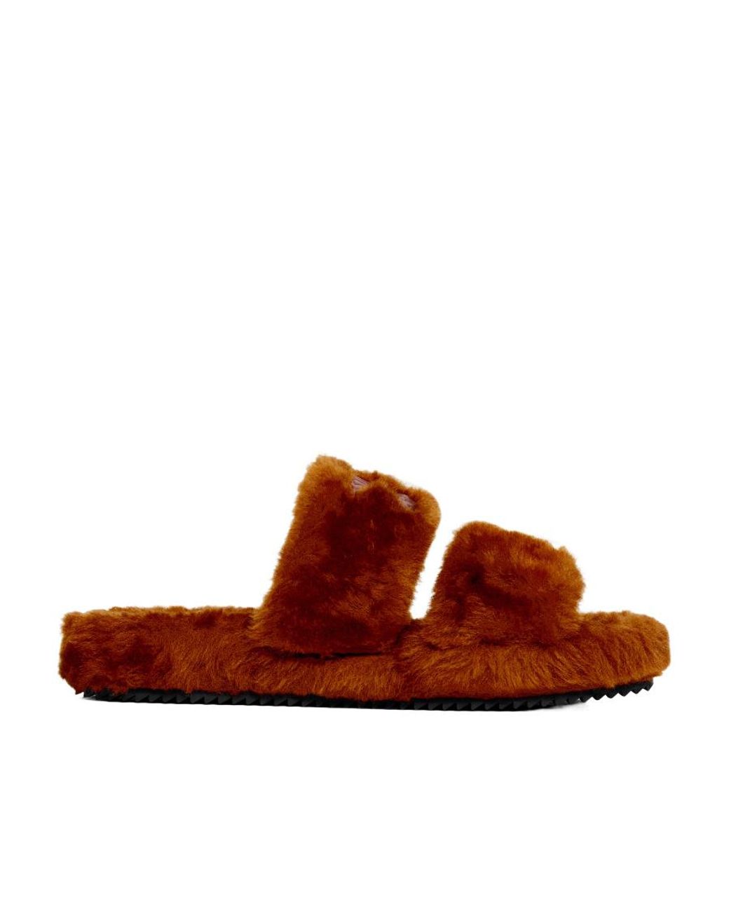 Céline Brown Fur Slides Triomphe